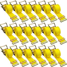 VEVOR E Track Ratchet Strap, 18PCS 2" x 15' E-Track Straps 4400 LBS Breaking Strength, with Polyester Webbing & Spring Fitting & Ratchets
