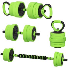 44lbs 4-in-1 Adjustable Weight Dumbbell Set, Barbell, Kettlebell, Push Up Stand, Green