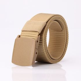 1pc Men's Nylon Automatic Belt; 6 Colors Available (Color: Khaki, size: 120cm/47.27inch)