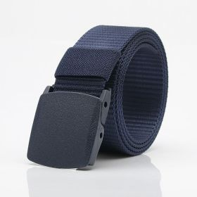 1pc Men's Nylon Automatic Belt; 6 Colors Available (Color: Dark Blue, size: 120cm/47.27inch)