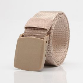 1pc Men's Nylon Automatic Belt; 6 Colors Available (Color: Beige Color, size: 120cm/47.27inch)