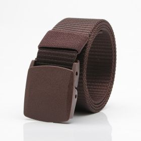 1pc Men's Nylon Automatic Belt; 6 Colors Available (Color: Coffee, size: 120cm/47.27inch)