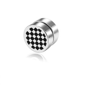Men's Magnet Dumbbell Titanium Steel Earrings (Color: Steel surface, Style: Square)