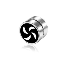 Men's Magnet Dumbbell Titanium Steel Earrings (Color: Black surface, Style: Windmill)