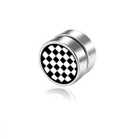 Men's Magnet Dumbbell Titanium Steel Earrings (Color: Black surface, Style: Square)